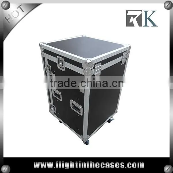 3/8" Plywood 4 Drawer Flight Case in Red Color, with Side Desk and Wheels