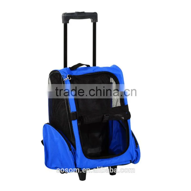 PawHut Travel Backpack w/ Trolley, Steel Wire Frame-Blue