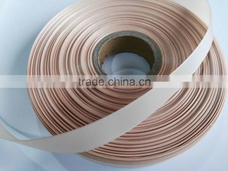 Delicate satin ribbon,100% polyester woven, for apparel labels and trimmings
