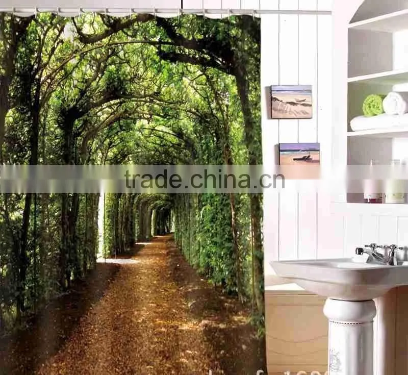 Digital Printed Green Plants Shower Curtain