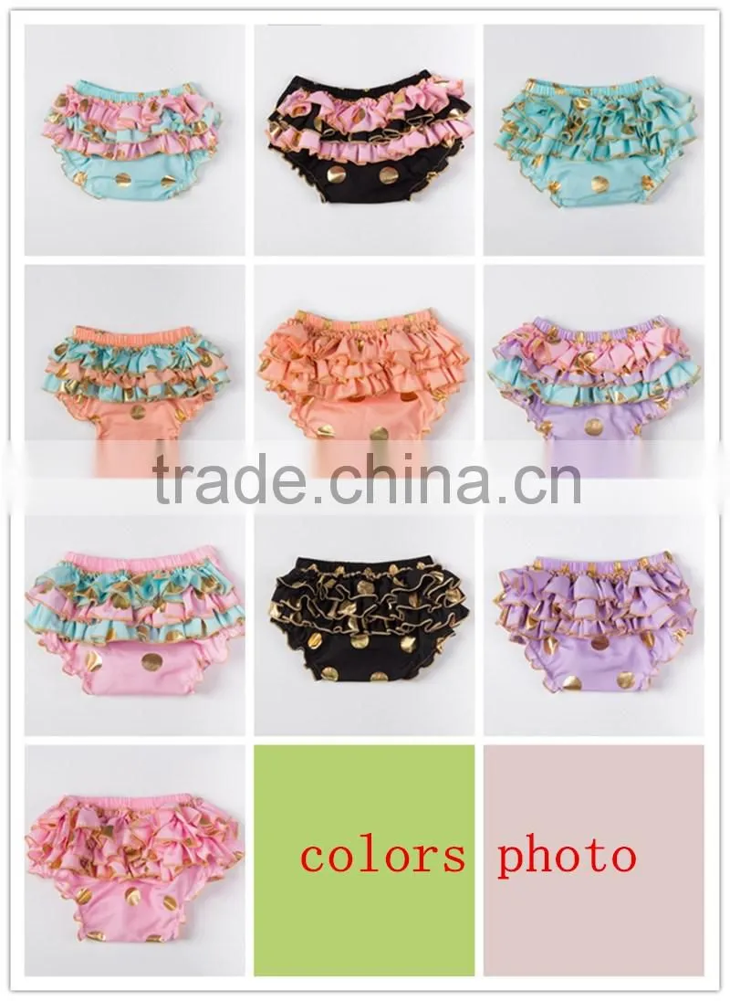 2016 sweet design ruffle diaper cover bloomers, polka dot ruffle bloomers for children in stock