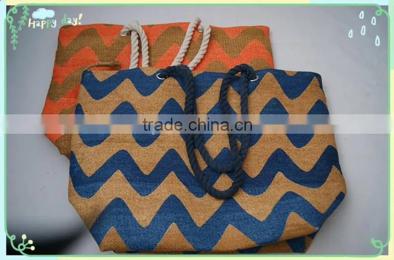 New Arrival PP straw beach bag stripe wheat straw beach bag