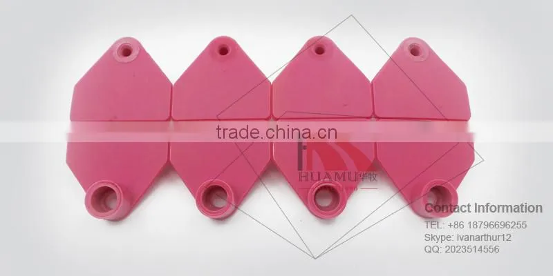 TPU ear tag for sheep in peach red 32*32 mm