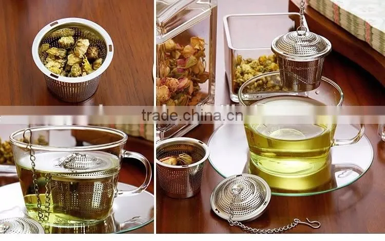 2 set of stainless steel 304 tea infuser cup with 2 bottom trays + 1 tea spoon