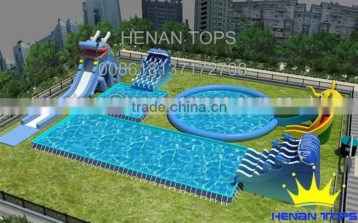 Rectangular Above Ground Swimming Pool Dinosaur Inflatable