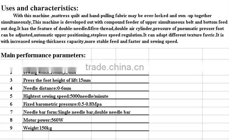 factory low price High speed mattress sewing machine