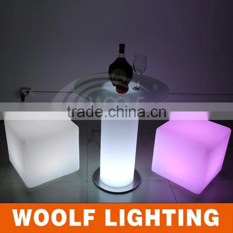 led glowing pillar glass bar cocktail tables