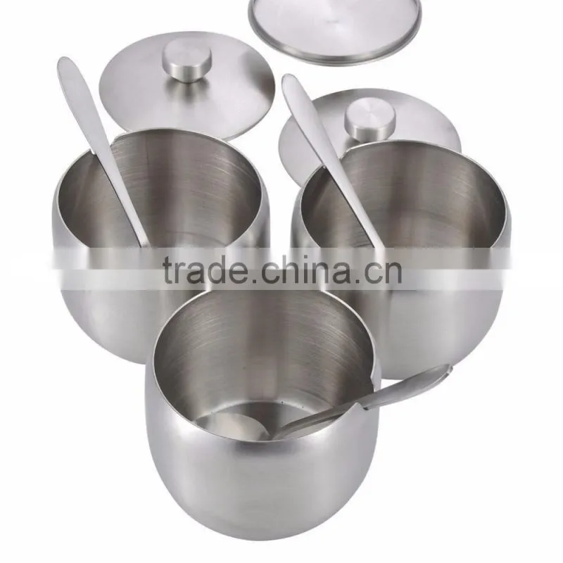 3 Pieces Stainless Steel Spice Jars Set With Rack