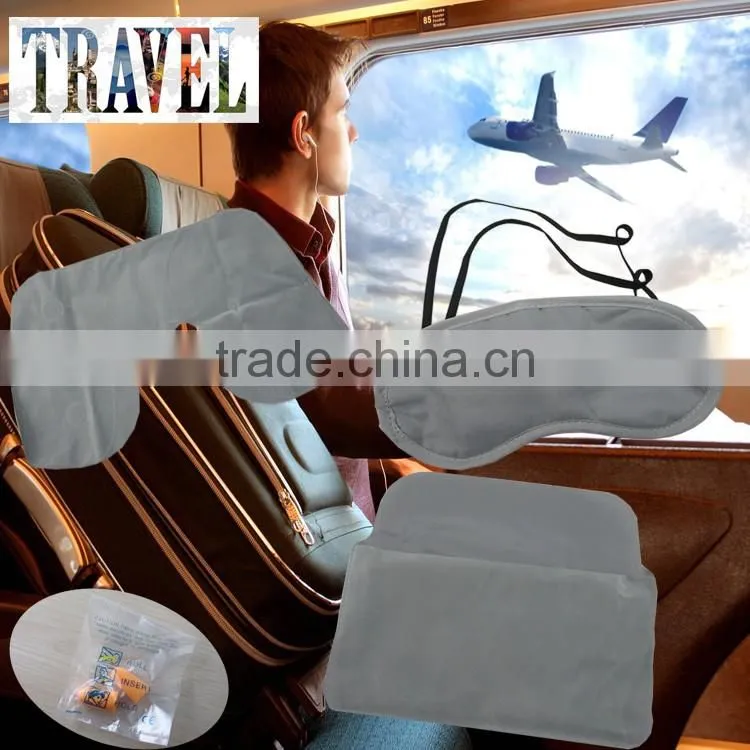 NEW Cheap and eco-friendly inflight sleeping set inflatable travel neck pillow