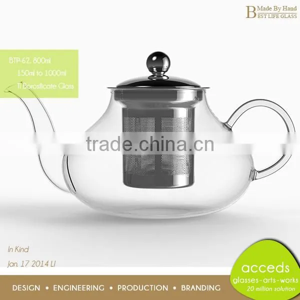 Hot Selling Colored Pyrex Glass Luxury Tea Thermos Pot