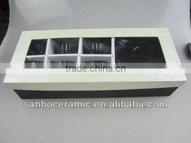 black Promotion coffee cup set ,mini cup and saucers leaf shape with gift box
