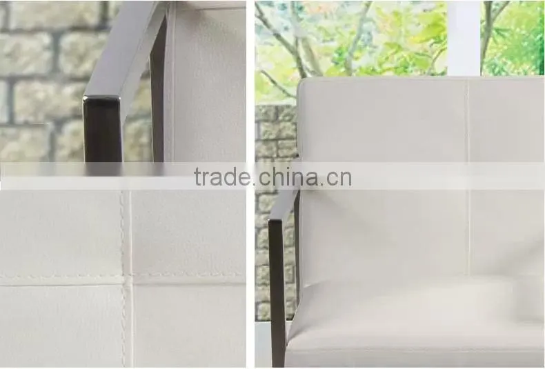 B8002 stainless steel legs pu leather covers dining room chair with arms