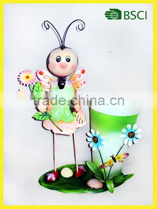 Cheap cute metal bee flower pot for garden decoration