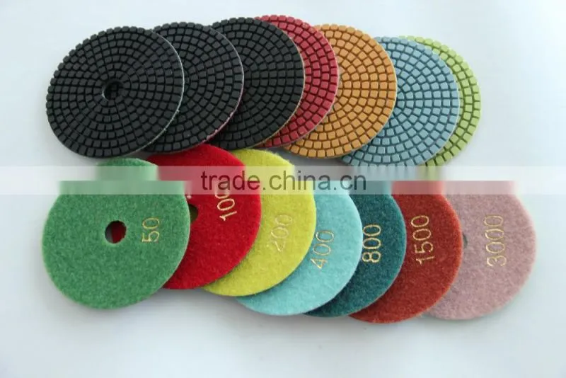 Colourful Diamond wet polishing pad with water