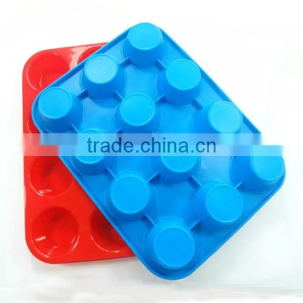Wholesale 12 holes big silicone cake baking oven palm kernel cake mold, cooki cake mould