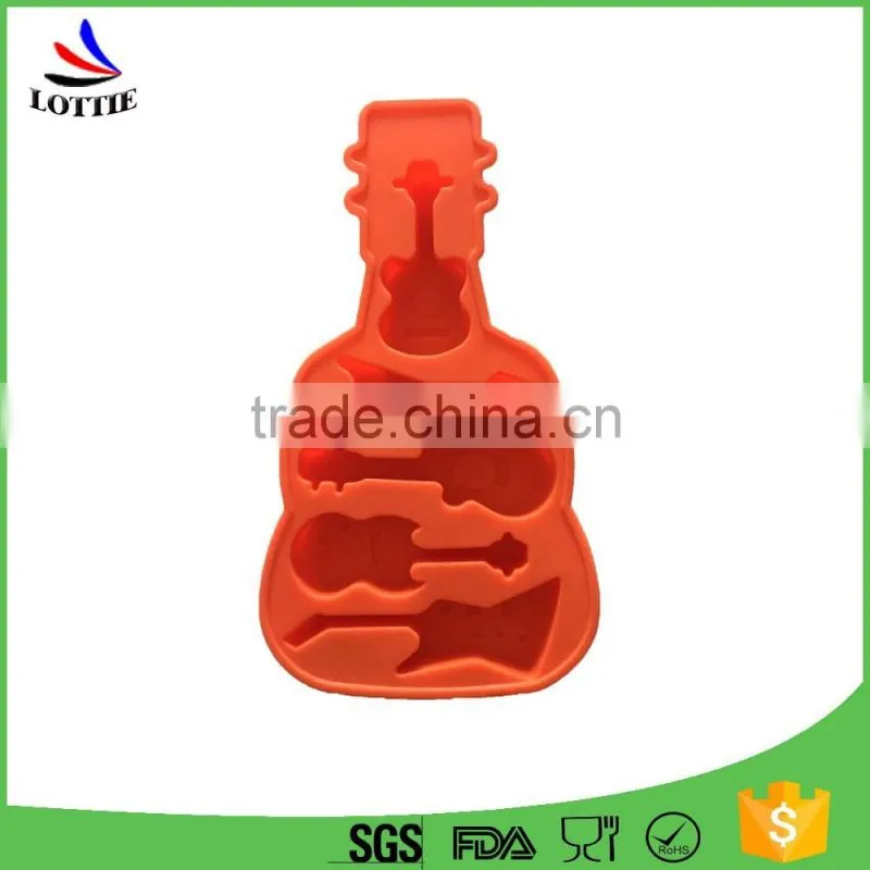 Kids Guitar Shaped Silicone Ice Cube Molds Tray chocolate candy mold