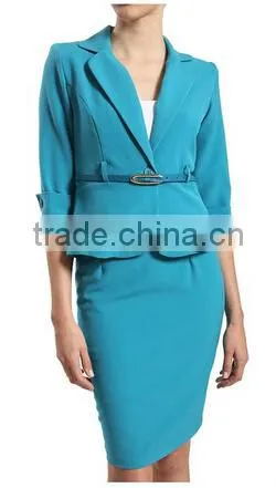 women fitted long sleeve blazer and skirt suit business suits set