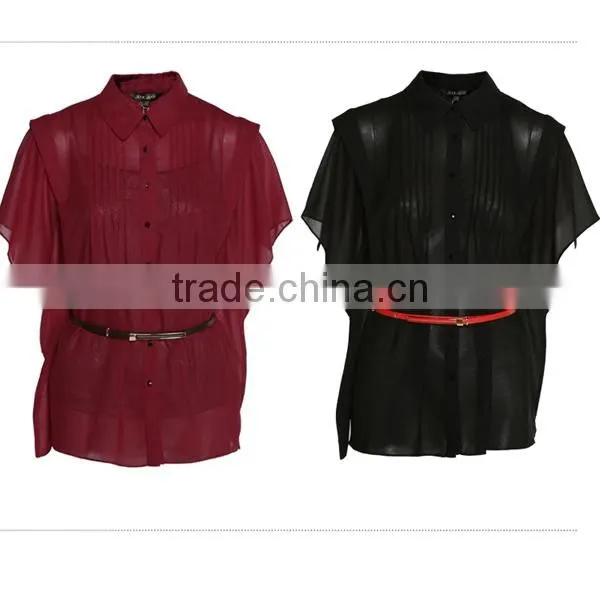 High fashion trendy designed batwing sleeves female office uniform designs ladies fancy tops