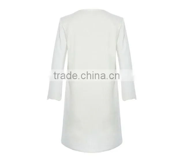 2015 High Quality European Retro Style loose fit longsleeved printed girl party wear western dress