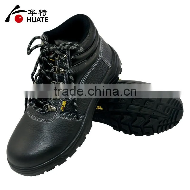 Black genuine leather protective steel toe cap Safety Shoes