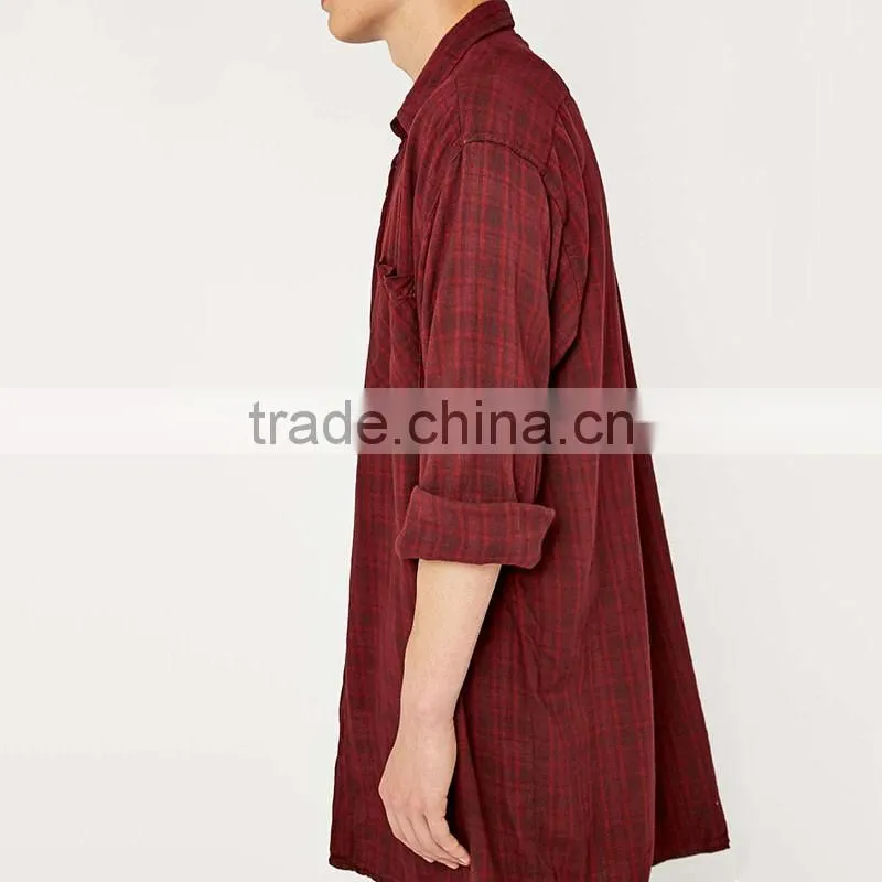Italian style extra long sleeve checked shirts famous brand shirts for men