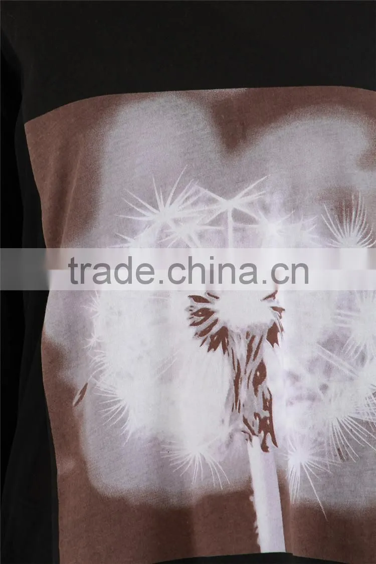 Latest ladies crew neck t-shirt girls t-shirt with chest print