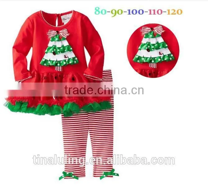 Fashion Lovely and Cute Santa Claus Pattern Clothing sets for girls Childrens boutique clothes