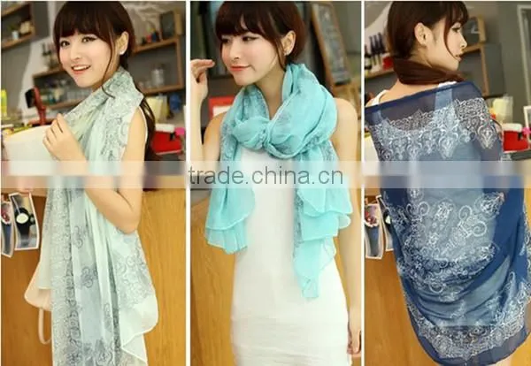 Hot sale chinese style 5 color choice high quality lady chiffon material shawl fashionable scarf
