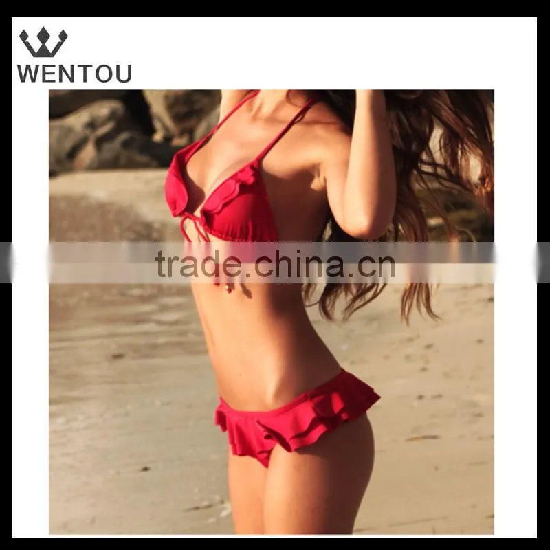 Wholesale red scalloped micro bikin