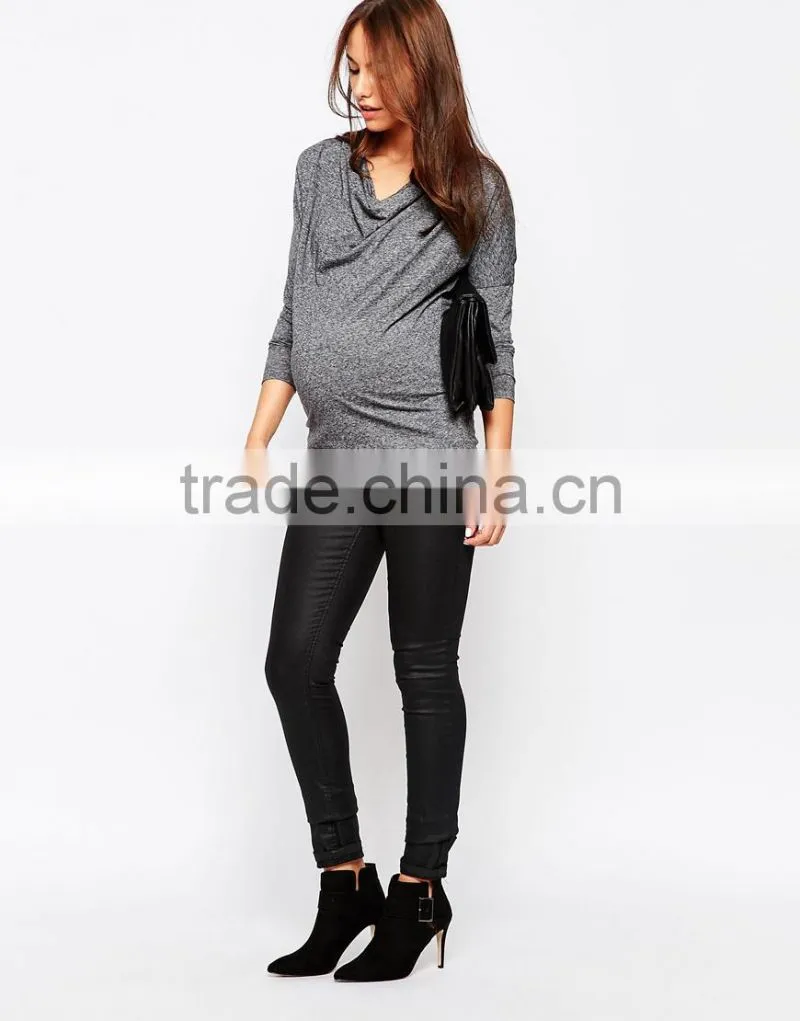 Latest scoop cowl neck longline cut women tops maternity tops wholesale