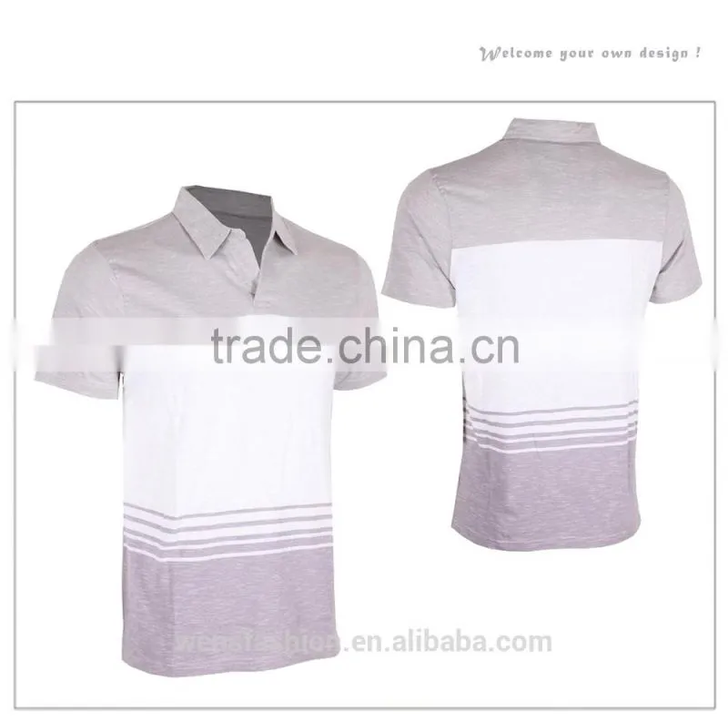 Dry fit Mens short sleeve wide horizontal striped polo tee