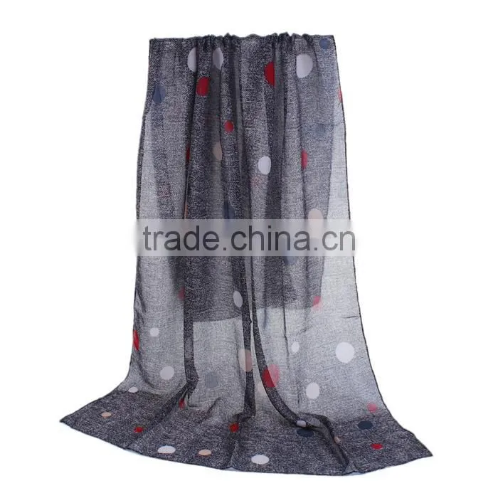 Voile Scarves & Wraps Rectangle Black Light Brown Dot Wholesale Scarves