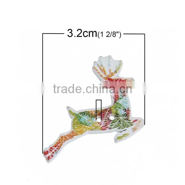 Wood Sewing Buttons Scrapbooking 2 Holes Christmas Reindeer At Random