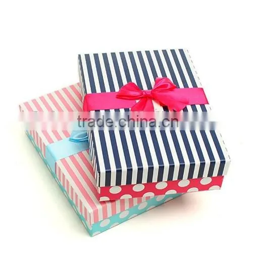 2015 Custom Made Large Decorative Gift Boxes with Bar Strips Printing