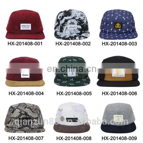 Custom Leather Patch Label 5 Panel/ 5-panel Camper Hat