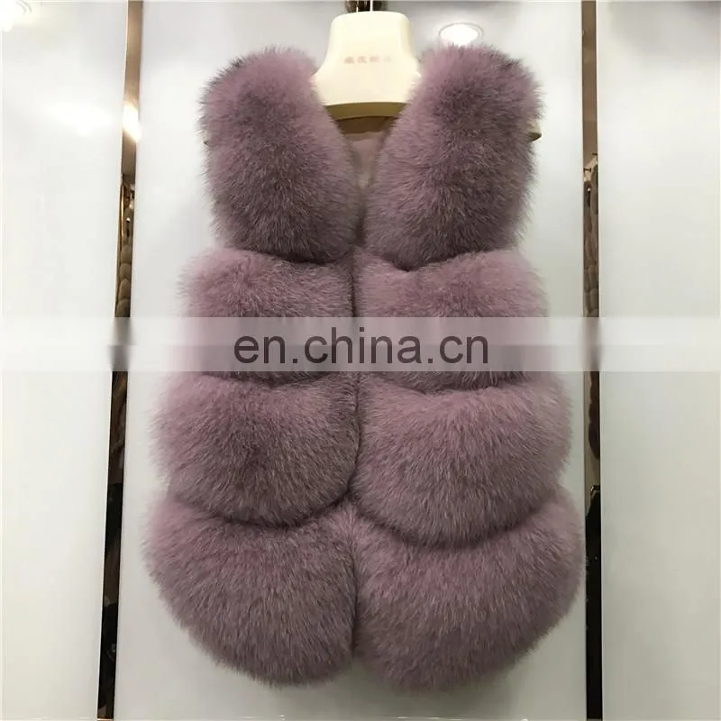 2017 Women Fox Fur Vest Winter Long Vest Real Fur Coat Vest Price Waistcoat