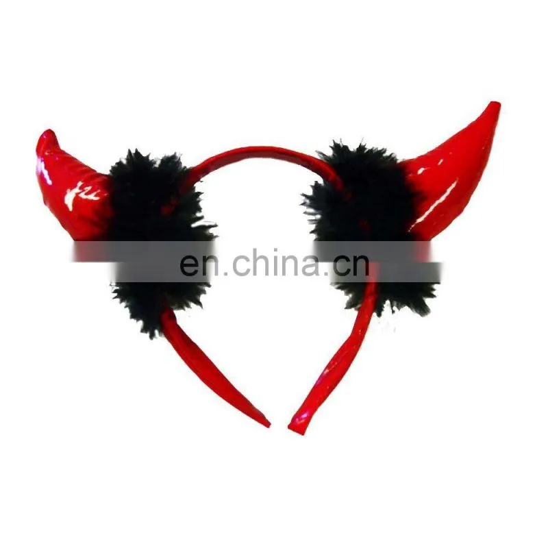 cheap party plastic LED flashing lighted Red Devil Horns Headband PH-0068