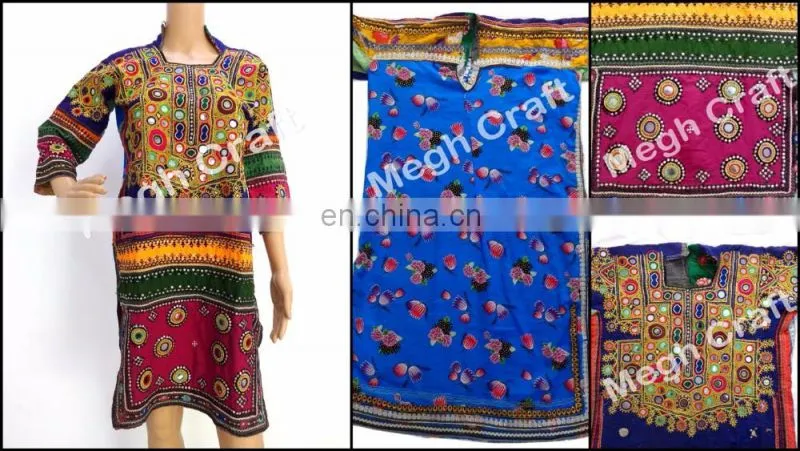 Afghan Tunic-Afghani Embroidered Tunic -Afghani Mirror Work Tunic - Banjara Vintage Tunic Tops- Tribes Textile Costumes Kurta