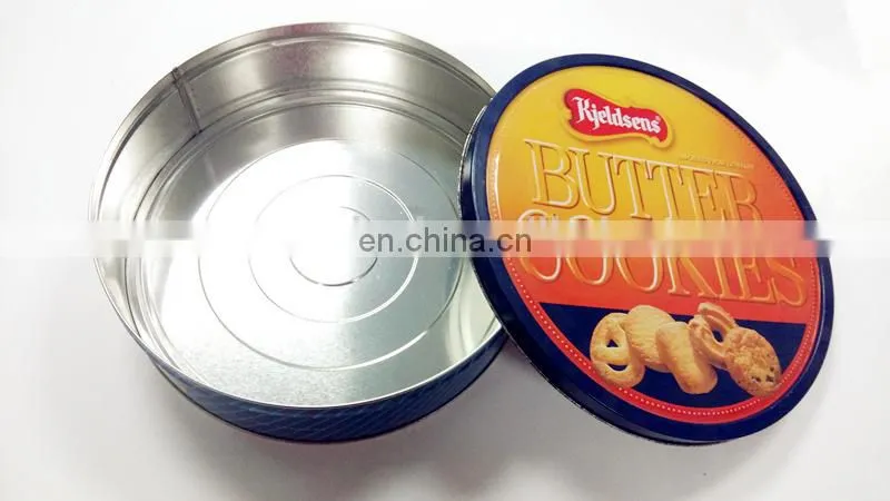 Round butter cookie tin box