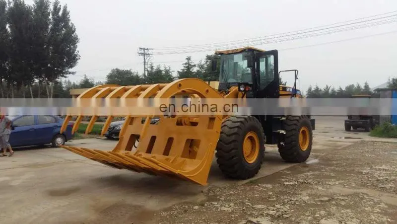 Efficient 5 Ton SEM 655D Front Loader Wheel loader with wood Grapple Log Grabber sugar cane grabber