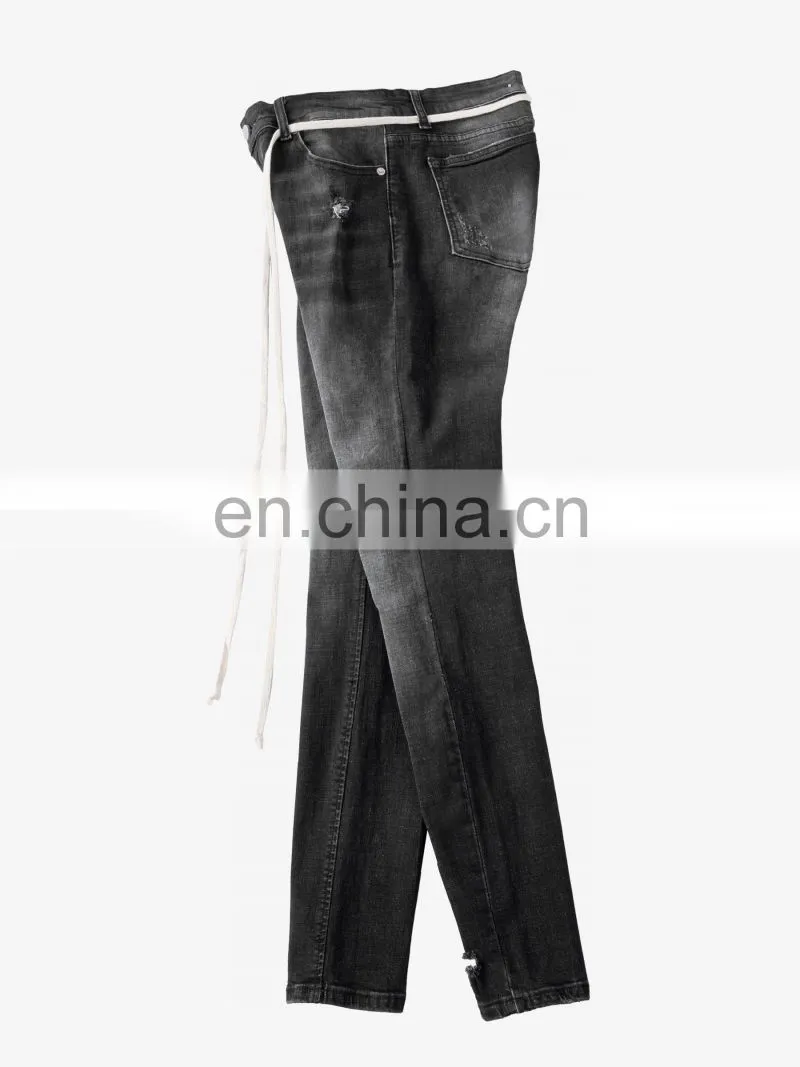 DiZNEW OEM USA distressed dusted black denim jeans for Men