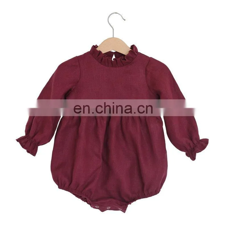 Baby Fashion Clothes Ruffle CollarPrincess Long Sleeve Linen Romper