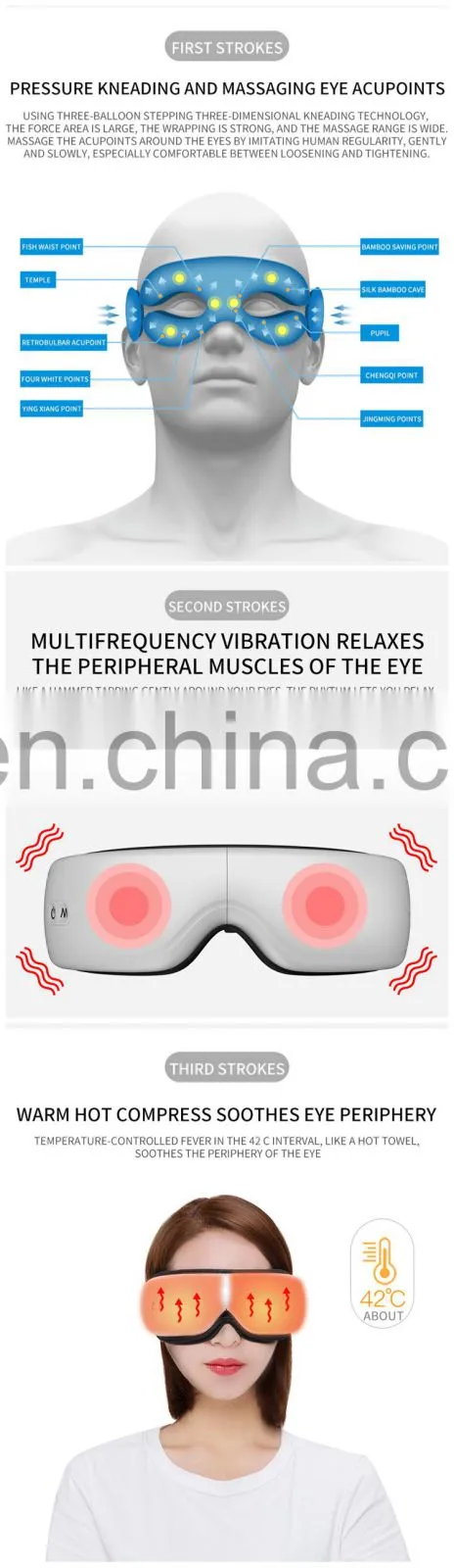 Wireless Electric Bluetooth Wisdom USB Eye Massager Heated Glasses USB