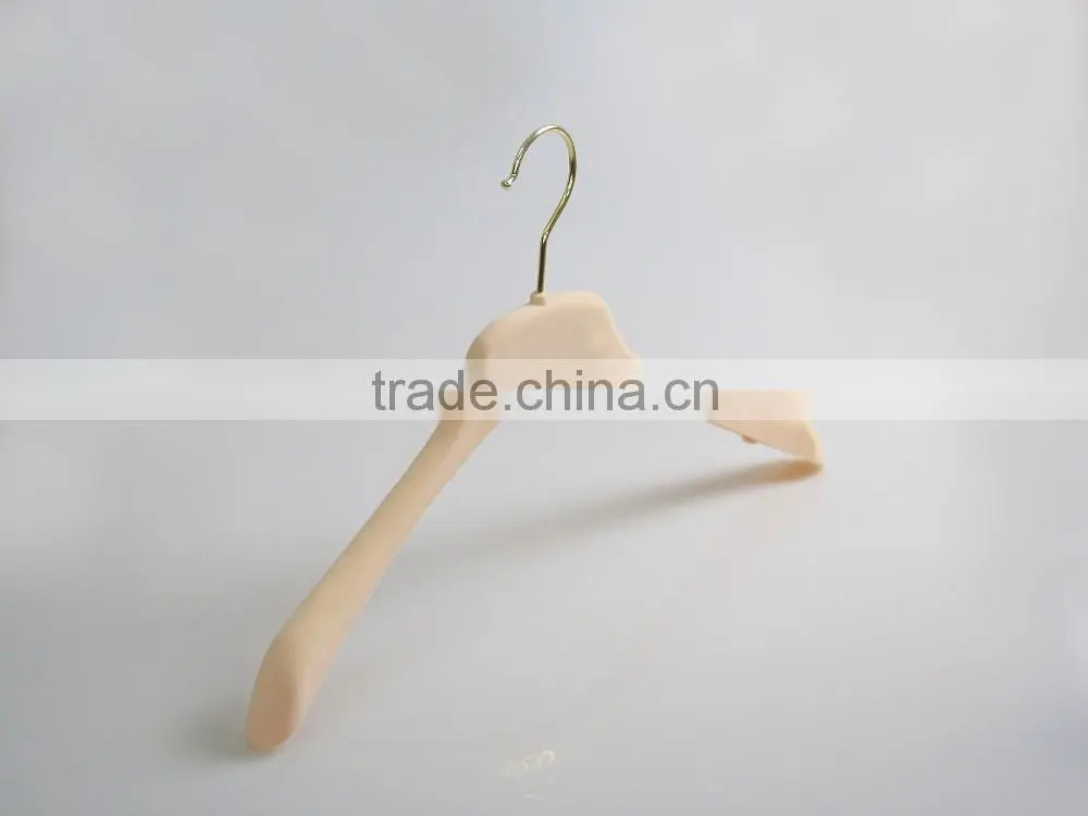 high quality plastic suit hanger velvet hanger with golden clips