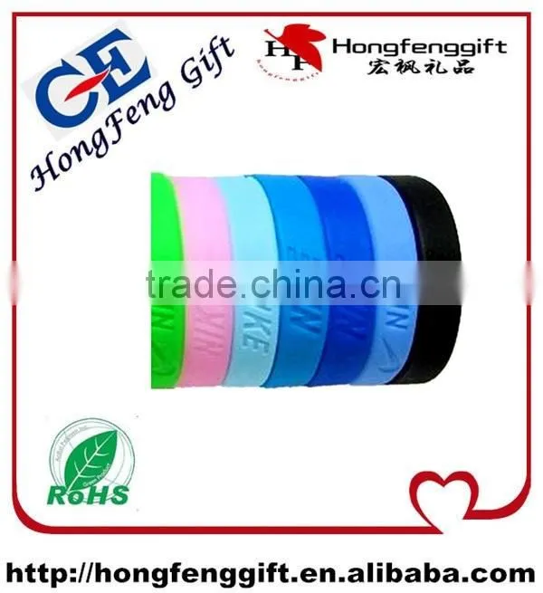 Great quality 1 inch silicone bracelet / rubber wrist band / ink filled wristband