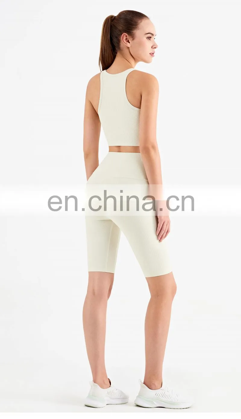 Wholesale New Sports Bra High Neck Support Ribber Clothing Women Active Wear Tops