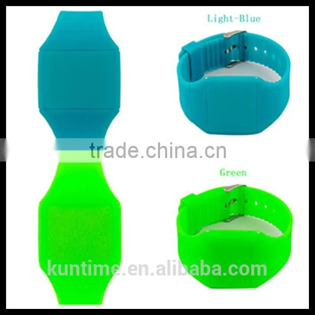 Silicone led light watch with touch screen no trace of button