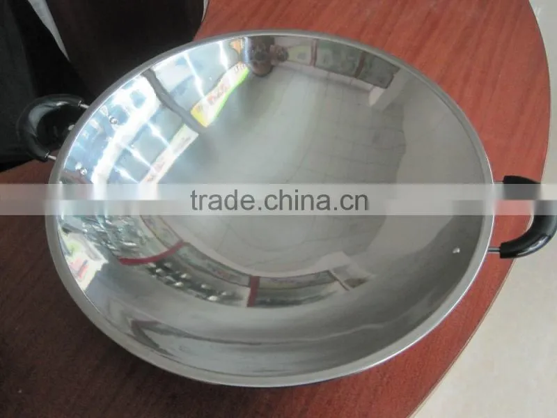 Luxury chinese style kitchen appliances induction stainless steel wok pan with both handles