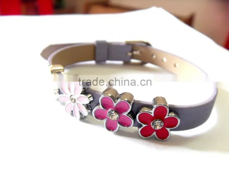 New style Pu leather bracelet with DIY slide letter bracelet strap