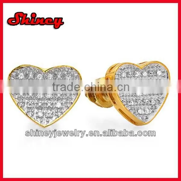 wholesale cubic zircon kite style screw back gold micro pave silver earrings